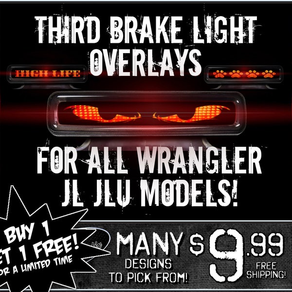 3rd Brake Light Overlays for All Jeep Wrangler JL JLU Models! - Free Shipping! - Buy 1 Get 1 Free!
