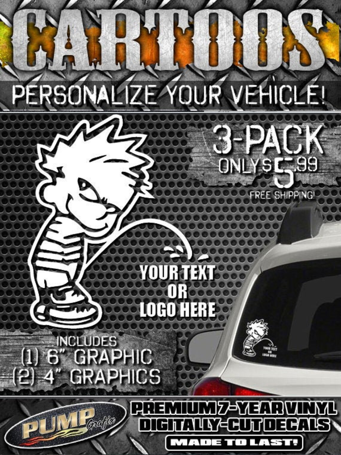 Calvin Peeing Vinyl Auto Decals 3Pack Free Shipping Etsy