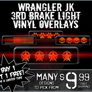3rd Brake Light Overlays for All Jeep Wrangler JK Models!  - Free Shipping! - Buy 1 Get 1 Free!