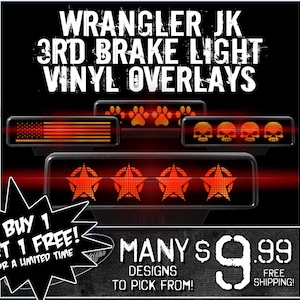 3rd Brake Light Overlays for All Jeep Wrangler JK Models!  - Free Shipping! - Buy 1 Get 1 Free!