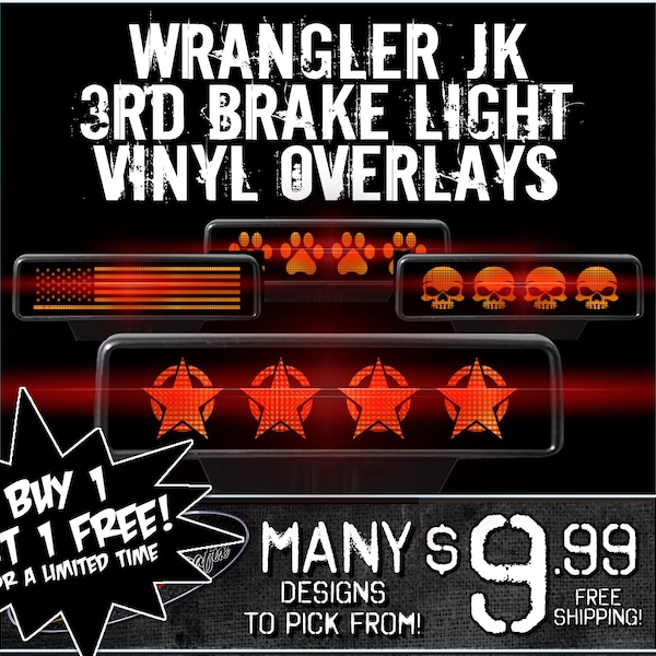 3rd Brake Light Overlays for All Jeep Wrangler JK Models!  - Free Shipping! - Buy 1 Get 1 Free!