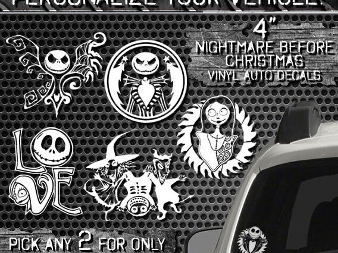 Nightmare Before Christmas Vinyl Decals 2 Pack Free Etsy