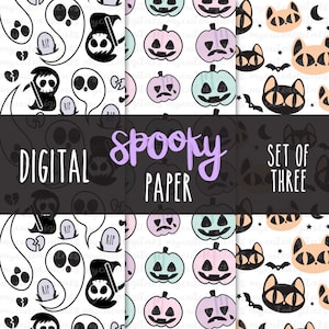 Instant Download - Spooky Cute Printable Paper, Pastel Goth Digital Paper, Halloween Grim Reaper Digital, *PERSONAL USE ONLY!*