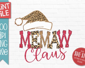 Memaw Claus PNG Christmas Sublimation Design
