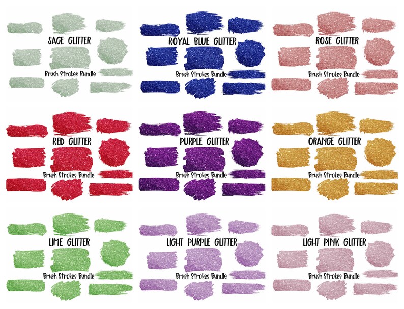 Download Paint Brush Strokes Watercolor Glitter Bundle Sublimation ...