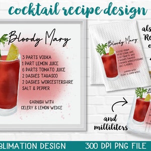 Cocktail Recipes Printable Bundle Watercolor Cocktails Illustrations Cocktail Sublimation Cocktail Recipe on Paint Splatter Backgroun image 6