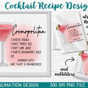 Cocktail Recipes Printable Bundle Watercolor Cocktails Illustrations Cocktail Sublimation Cocktail Recipe on Paint Splatter Backgroun image 10