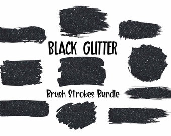 Paint Brush Strokes Black Glitter - Sublimation Design - Printable -  PNG Transparent - Commercial Use Digital Download