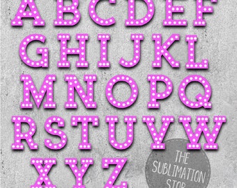Black Marquee Alphabet 26 Letters Sublimation Design | Etsy