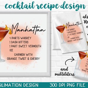 Cocktail Recipes Printable Bundle Watercolor Cocktails Illustrations Cocktail Sublimation Cocktail Recipe on Paint Splatter Backgroun image 7