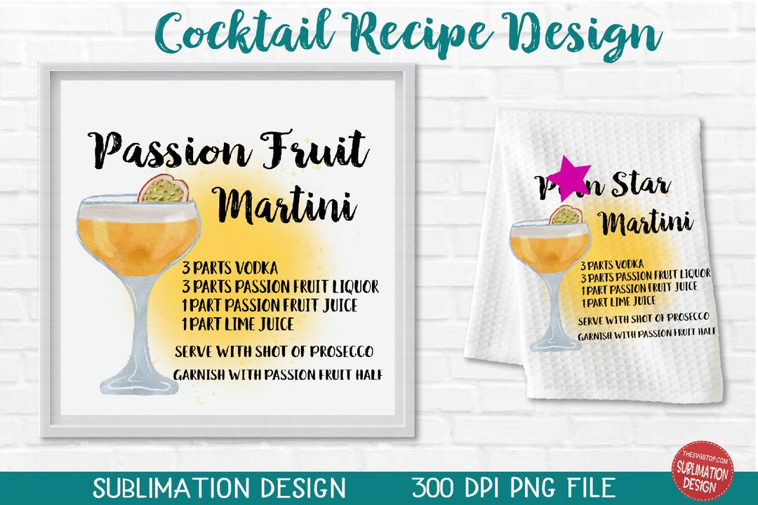 Passion Fruit Martini Cocktail Recipe Watercolor Cocktail Clipart