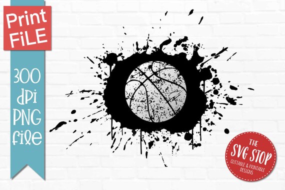 Download Basketball Paint Splash Background Black White Sublimation Etsy