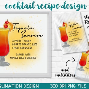 Cocktail Recipes Printable Bundle Watercolor Cocktails Illustrations Cocktail Sublimation Cocktail Recipe on Paint Splatter Backgroun image 2
