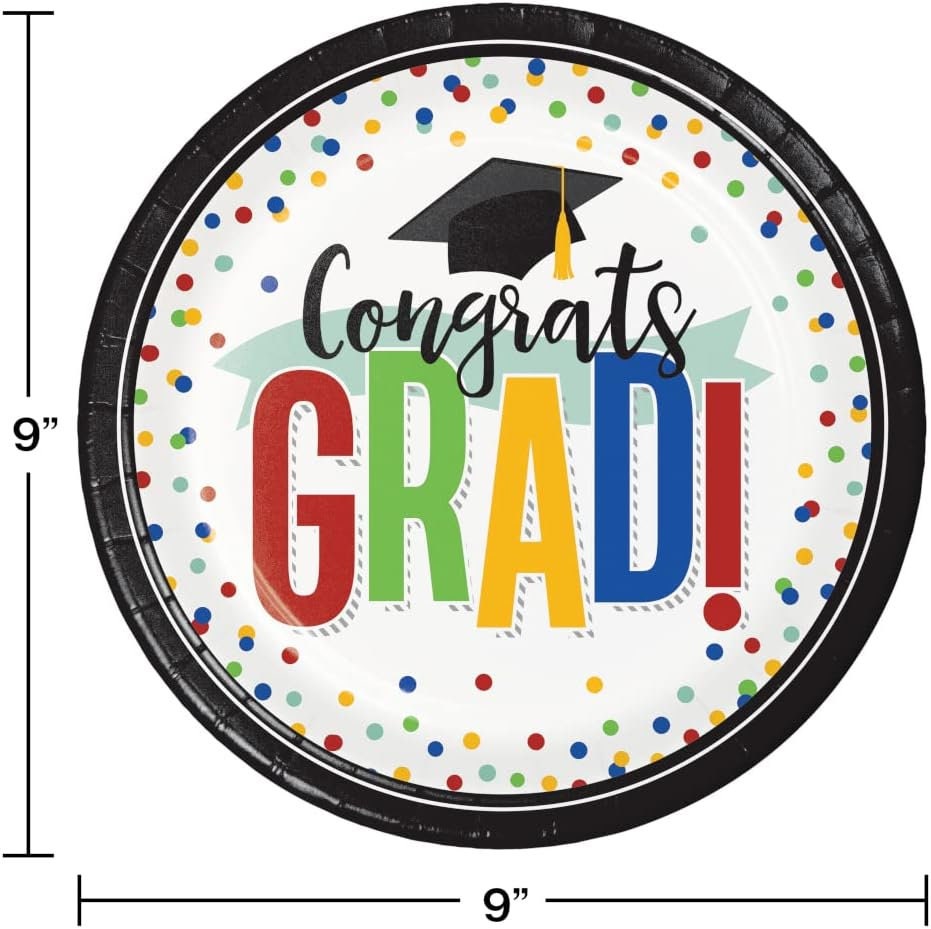 The World Awaits Round Paper Plates - 7 Inch Multicolored Disposable Plates, 18-Pack