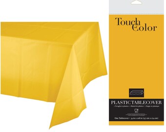 Yellow Plastic Table Cover, School Bus Yellow Party Disposable Rectangle Tablecloth, Yellow Party Supplies Decor for Birthday or Baby Shower