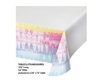 Pastel Tie Dye Party Tablecloth - 54" x 102" Paper Table Cover