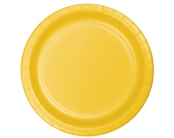 Yellow Paper Plates - 7" Disposable Party Tableware, Serve 8