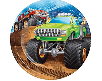 Monster Truck Birthday Plates - Set of 8 Party Decorations