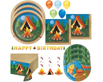 Kids Camping Birthday Party Supplies, Happy Camper Theme, Serves 24