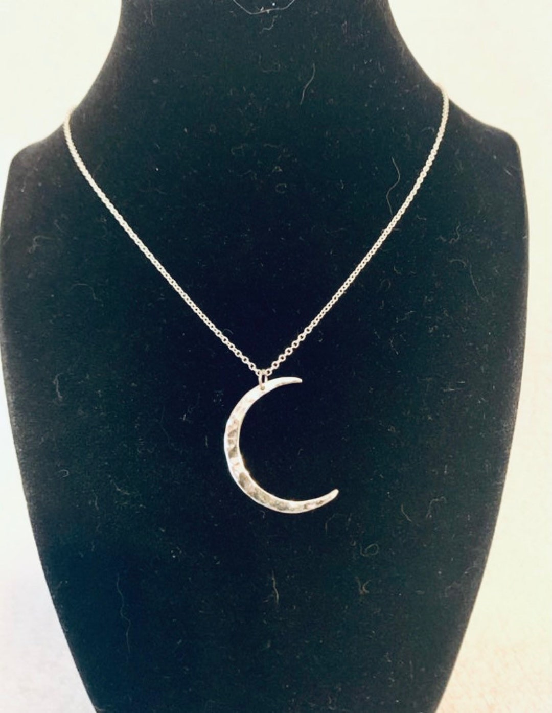 Hammered Sterling Silver Crescent Moon Necklace 925 Stamped on Back - Etsy