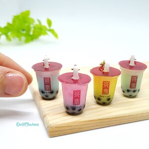 8 Flavours Miniature Boba Tea Charms | Bubble Tea Charms | Boba Milk Tea | Strawberry Taro Matcha Blue Coral Mango Chocolate Melon