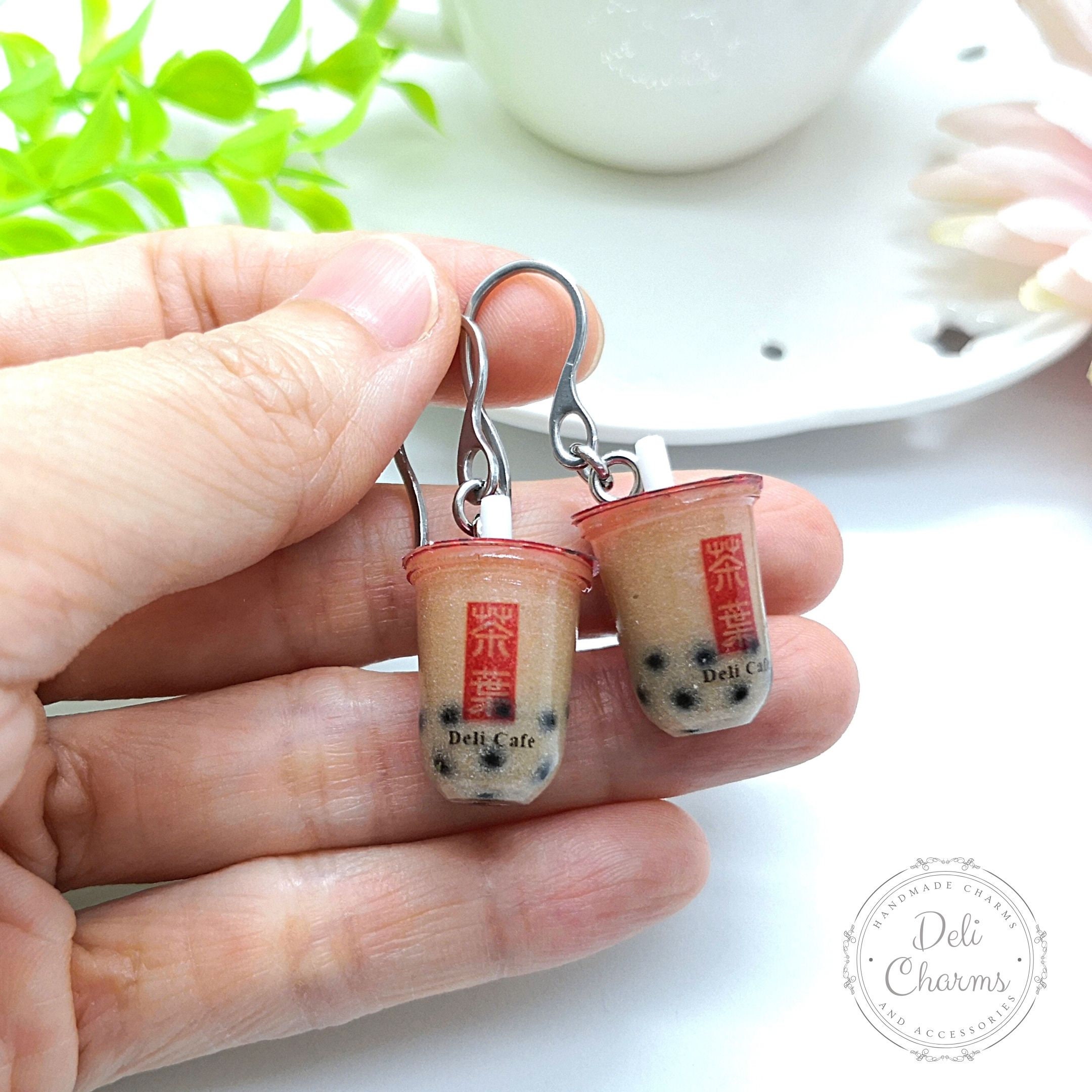 Miniature Bubble Tea Earrings Handmade Boba Tea Earrings Etsy
