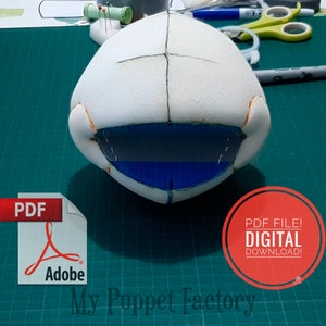 PDF Digital Download! Printable "Small overbite oval Head Puppet Pattern/ Foam pattern + Fleece pattern (Please Read description)