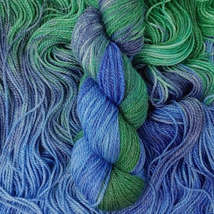 Spruce & Sky: Hand-Dyed Yarn | Merino Wool and Viscose Bamboo Fiber Blend, Sport Weight Yarn for Knitting, Crochet, and Weaving