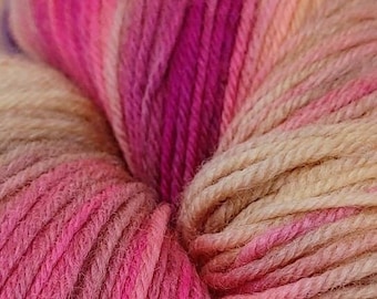 Dawn in the Desert: Sock Yarn | Fingering Weight, Hand-Dyed Superwash Merino Nylon Blend - Machine Washable - Pink, Purple, and Tan Palette
