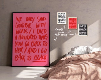 Amy Winehouse Back to Black Lyric Poster | Typographic Art Print | Music Wall Art | Home Decor