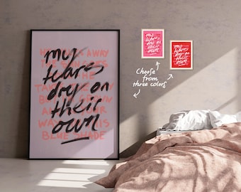 Amy Winehouse Tränen trocknen auf ihrem eigenen Druck | Typografisches Lyrik-Poster | Amy Winehouse Zitat Kunst | Musik-Wand-Kunst | Heimdekoration