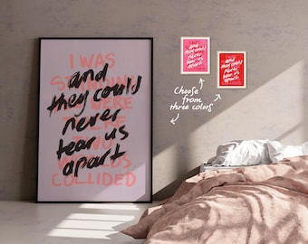 INXS Never Tear Us Apart Lyric Print | Michael Hutchence Quote Art | Wall Art Lyric Poster | Music Lover Gift - Song Lyrics | Home Decor
