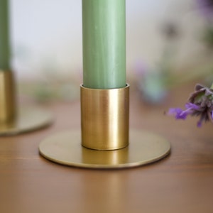 Bulk Minimalist Aged Antique Brass Finish Metal Taper Candle Holder  |  Bulk Holders for Weddings & Events  |  Brass Taper Candle Holders