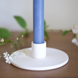 Modern Ceramic Candlestick Holder | Minimalist Matte White Spiral Handcrafted Ceramic Taper Candle Holder | Wedding Candle Holders