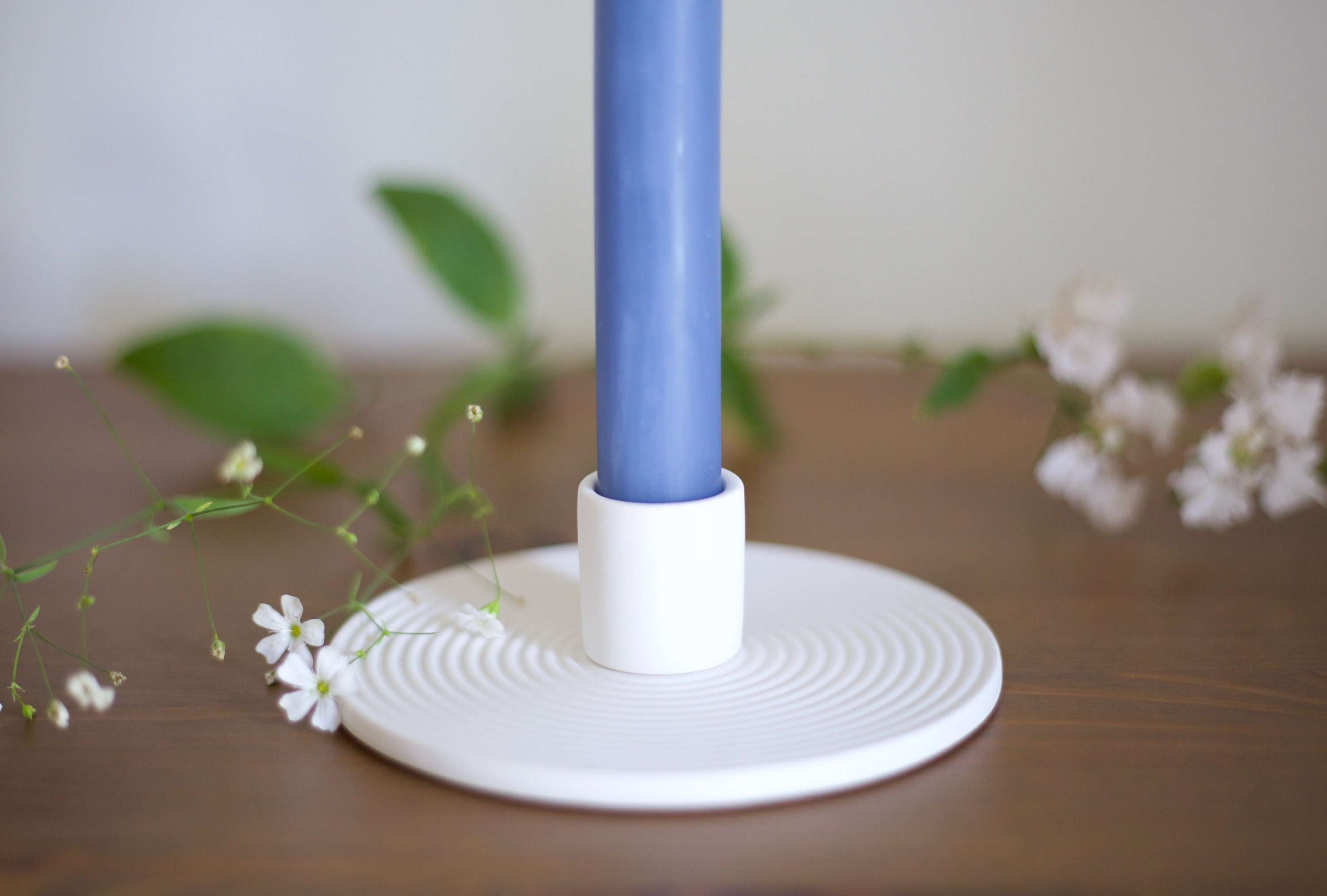 Modern Ceramic Candlestick Holder Minimalist Matte White Etsy