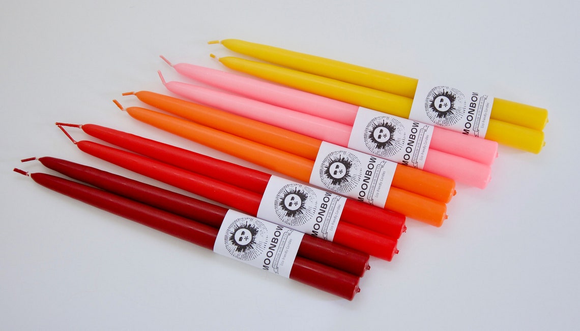 Pair of Handcrafted Tall Taper Candles in Various Vibrant & Etsy