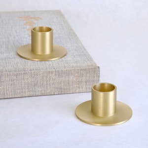 Premium Heavyweight Brass Gold Candlestick Holder | Minimalist Brushed Solid Brass Gold Finish Candle Holder |  Brass Taper Candle Holders