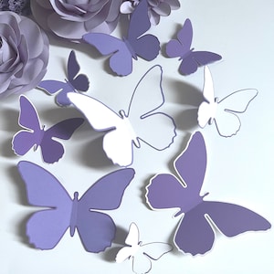9 Pack Butterflies| | Pretty Purples 3D Butterfly | Purple Butterfly Decor | Wedding Decoration | Purple Paper Butterfly | Party Butterfly