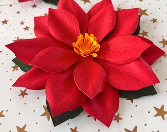 Poinsettia Paper Flower SVG Template | Christmas Craft Cut File (Digital Download)