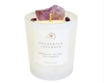 Enchanted lavender amethyst crystal candle