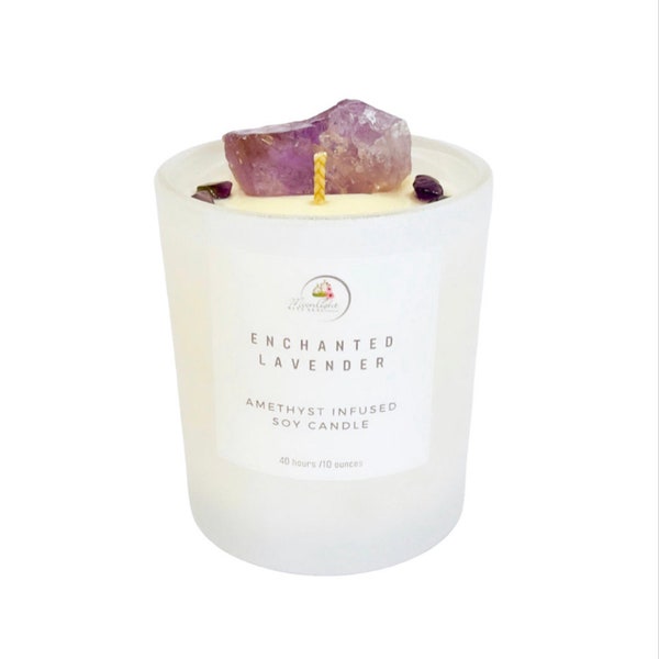 Enchanted lavender amethyst crystal candle