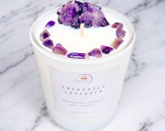 Enchanted lavender amethyst crystal candle