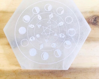 Moon Phase Selenite cleansing plate