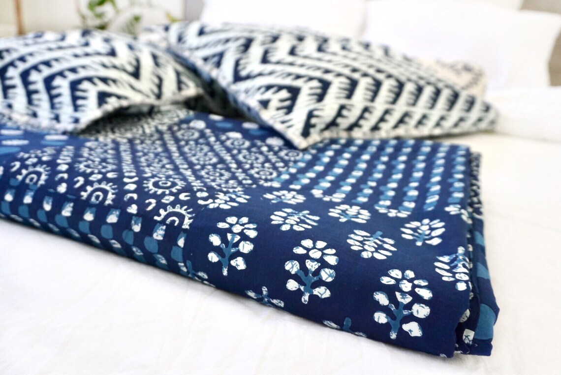 Indigo Bedding Bedcover set bedsheets patchwork bedding Etsy