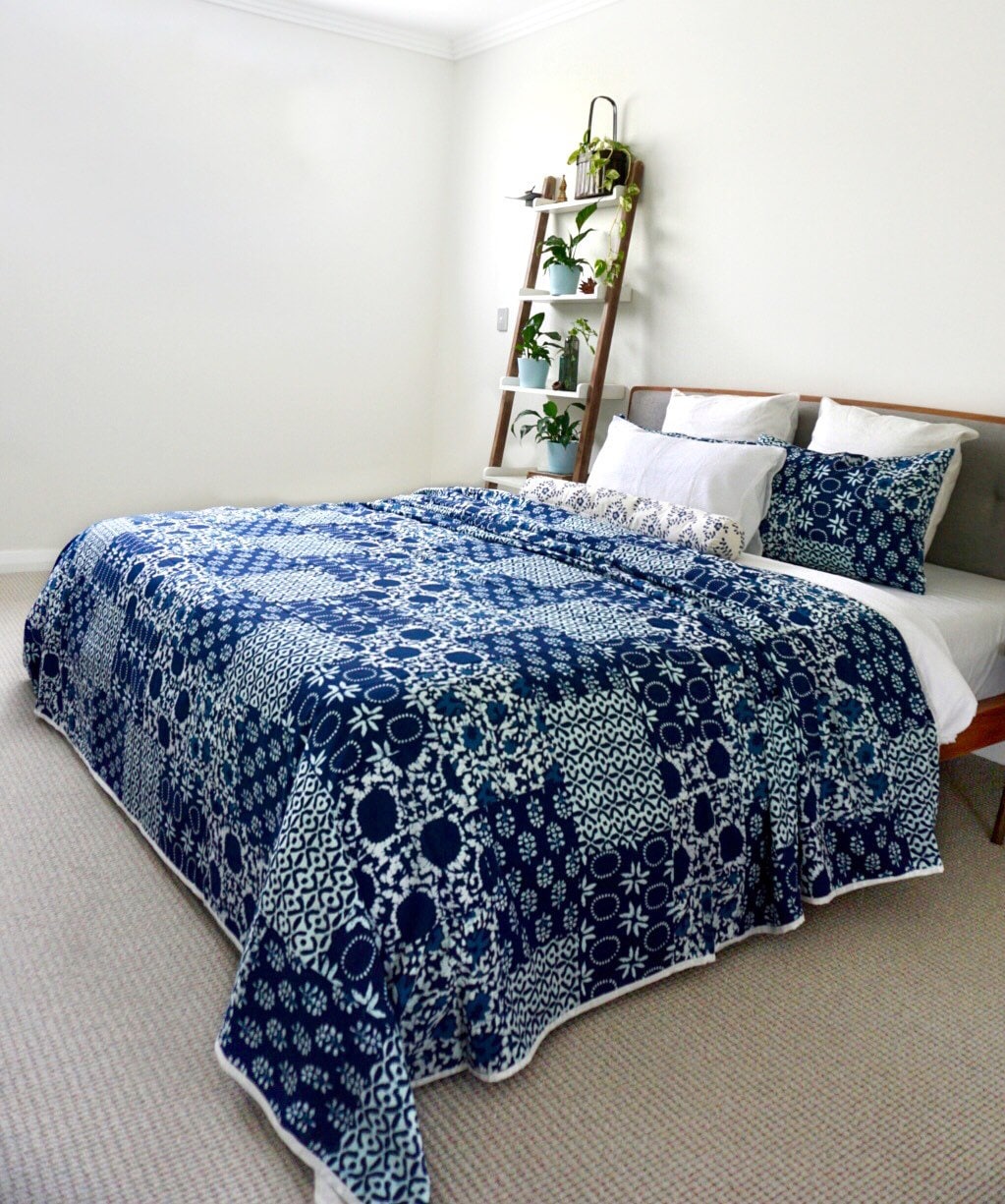 Indigo Bedding Bedcover set bedsheets patchwork bedding Etsy