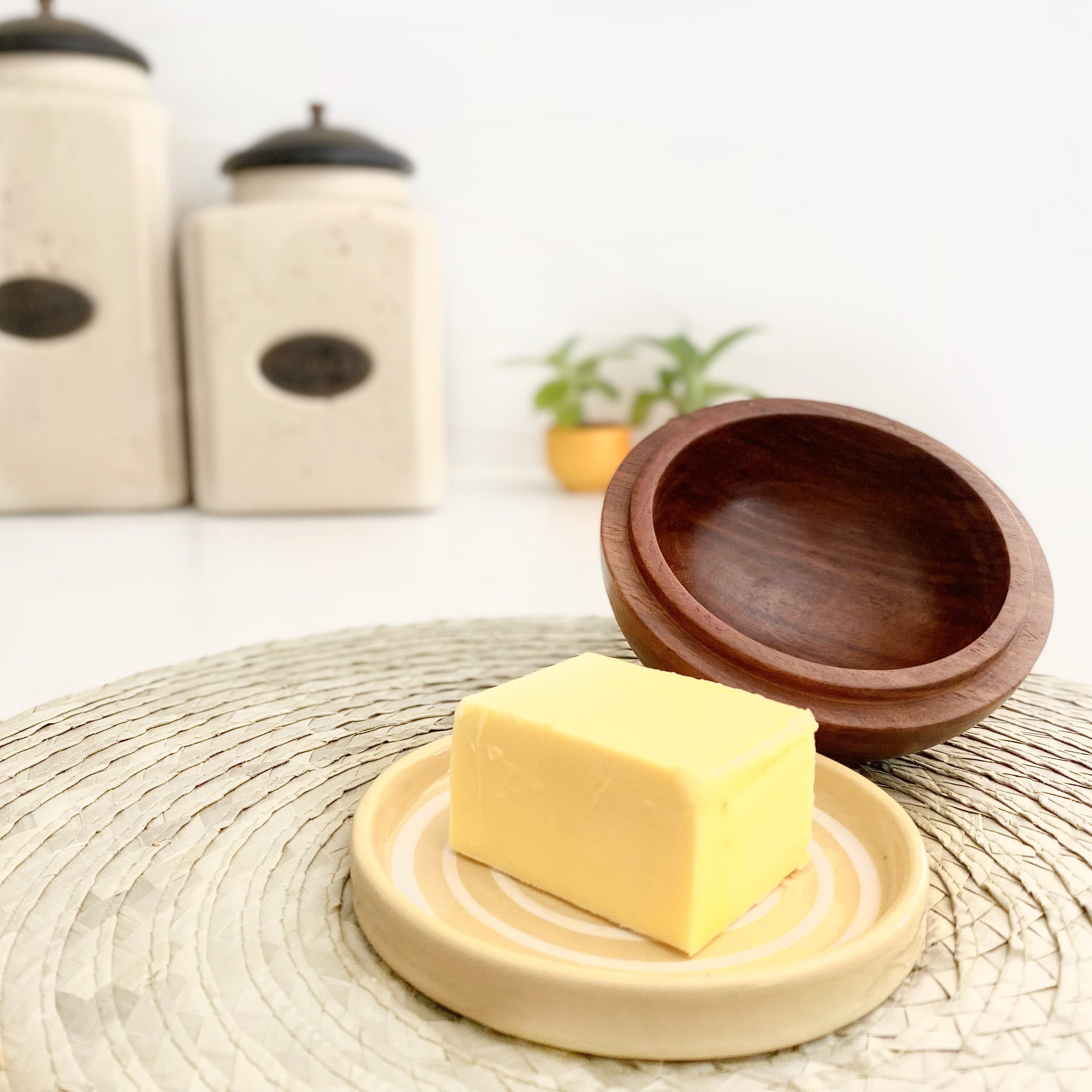 Ceramic Butter dish with Wooden Lid artisan pottery Etsy 日本