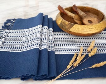 Handwoven table runner,blue tableware,blue table runner,tablecloth, runners,woven table runners,woven tapestry,table accessories-dining-gift