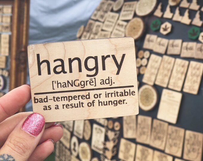 Hangry Funny Kitchen Laser Engraved Wood