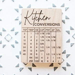 Kitchen conversion magnet, kitchen measurements magnet, laser engraved wood magnet, engraved magnet, free shipping kitchen decor