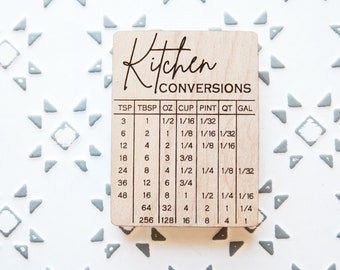 Kitchen conversion magnet, kitchen measurements magnet, laser engraved wood magnet, engraved magnet, free shipping kitchen decor